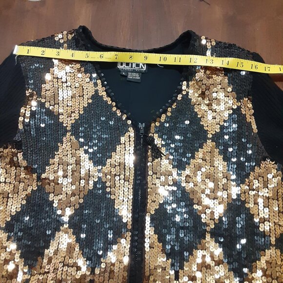 Berek Takako Sakon Vintage Full Zip Sequin Sweater Jacket Women's Large - Picture 11 of 13
